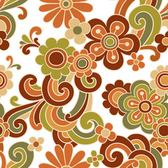 Seamless vector pattern with decorative vintage flowers. Perfect for textile, wallpaper or print design.