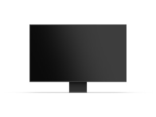 4K TV flat screen lcd or oled mock up, black high definition led plasma television on isolated white background, 3d illustration