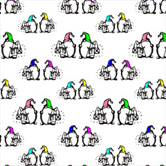 Fototapeta premium Pattern with Christmas gnomes