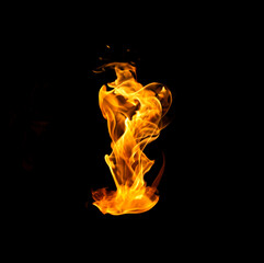 Fire flames on a black background abstract