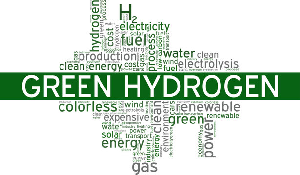 Green Hydrogen - H2 Vector Illustration Word Cloud Isolated On White Background.