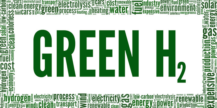 Green Hydrogen - H2 Vector Illustration Word Cloud Isolated On White Background.