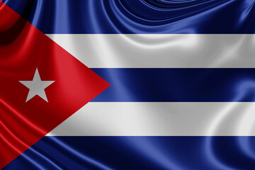 Cuba fabric flag waving . 3D illustration