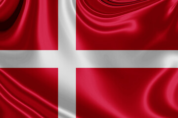 Obraz premium denmark fabric flag waving . 3D illustration