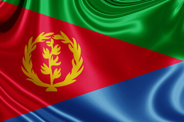 Eritrea fabric flag waving . 3D illustration