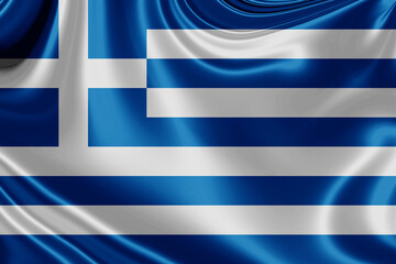 greece fabric flag waving . 3D illustration