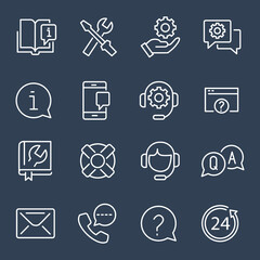 Help and support icons set. Help and support pack symbol vector elements for infographic web