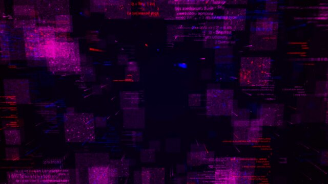 Digital flying background with a network data code, seamless loop. Animation. Concept of big data. information, connection, Internet, worldwide network.