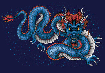 The blue dragon vector illustration