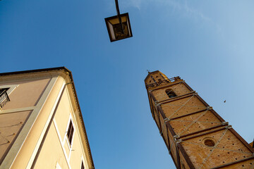 Il campanile della collegiata di San Michele Arcangelo a Città Sant'Angelo in Abruzzo - obrazy, fototapety, plakaty