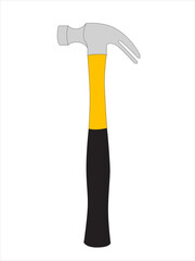 Hammer icon on a white background. Simplified hammer tool. Flat vector illustration.