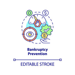 Bankruptcy prevention concept icon. Government bailouts. Crisis prevention. Financial support abstract idea thin line illustration. Vector isolated outline color drawing. Editable stroke