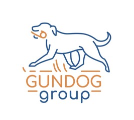 Gundog group logotype in modern outlined style. Editable vector illustration