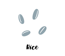 Rice grains flat drawing. Vector isolated eps illustration