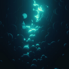 underwater background with abstract spheres