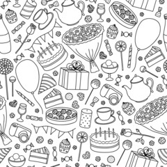 Seamless pattern with hand drawn holiday items.