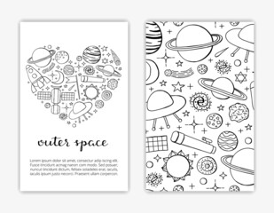 Card templates with hand drawn space icons.