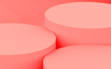 Abstract 3d pink color cylinder podium minimal studio background.