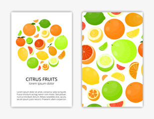 Card templates with citrus fruits.