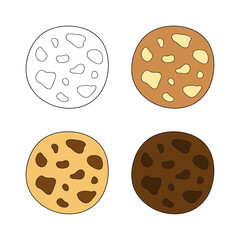 Fototapeta premium Set of doodle chocolate chip cookies.