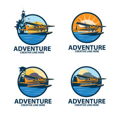 seaplane adventure logo set