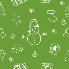 Christmas season vector seamless pattern. Xmas hand-drawn elements