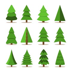 Set of Christmas trees. Winter holiday. Icons collection.