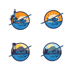 seaplane logo set