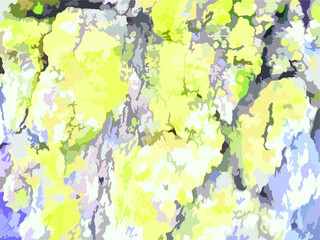 Daylight colored tree background with moss for camouflage. Grunge rotten wood with moss in yellow-green tones for background and texture, prints and fabric products, creative autumn compositions, etc.