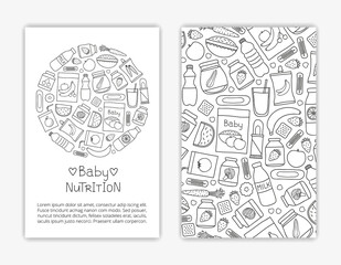 Card templates with hand drawn baby foods.