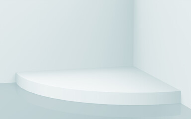 Abstract 3d  gray white colors cylinder podium minimal studio background.