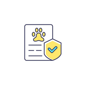 Pet insurance RGB color icon. Employee voluntary benefit. Pet-friendly workplace policy. Covering medical expenses. Treatment for animals. Isolated vector illustration. Simple filled line drawing