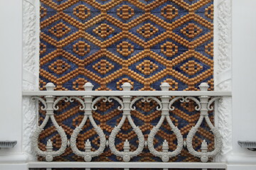 detail of a mosaic of a mosque