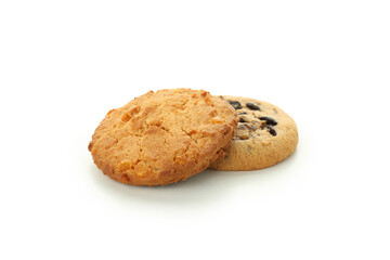 Tasty pumpkin cookies isolated on white background