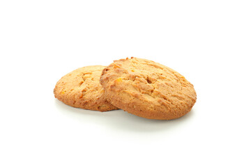 Tasty pumpkin cookies isolated on white background