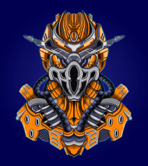 Warrior Robot Cyborg Soldier Vector Illustration