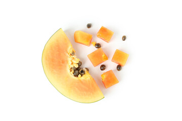 Fresh ripe papaya isolated on white background