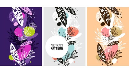 Abstract background with botanical and hands drawing elements for postcard, banner, cover, brochure, poster, decoration, postcard, print on clothes