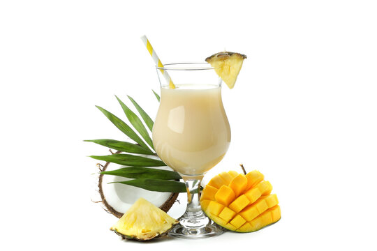 Pina colada cocktail isolated on white background