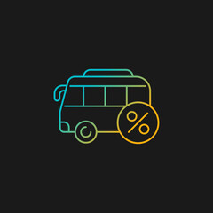 Commuting assistance gradient vector icon for dark theme. Company-paid travel to workplace. Employee transportation. Thin line color symbol. Modern style pictogram. Vector isolated outline drawing