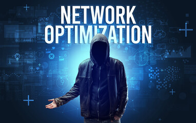 Faceless man with online security concept