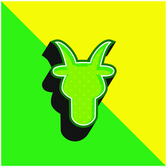 Aries Bull Head Front Shape Symbol Green and yellow modern 3d vector icon logo