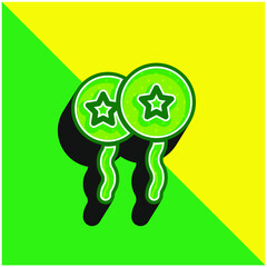 Balloons With Star Green and yellow modern 3d vector icon logo