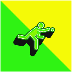 Baseball Player Green and yellow modern 3d vector icon logo