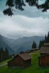 Fototapeta premium wooden houses in the swiss mountains 