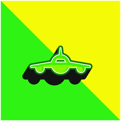 Airplane Frontal View Green and yellow modern 3d vector icon logo