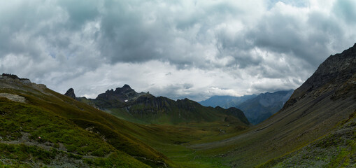 Panorama in the swiss mountains on the Richetlipass 