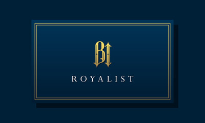 Royal vintage intial letter BI logo.