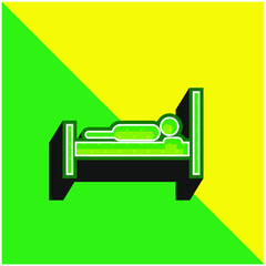 Bed With A Person Lying On It Green and yellow modern 3d vector icon logo