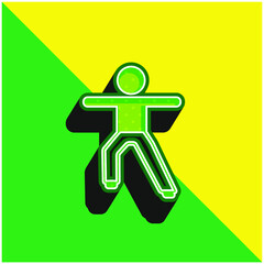 Boy Stretching Arms And Leg Green and yellow modern 3d vector icon logo